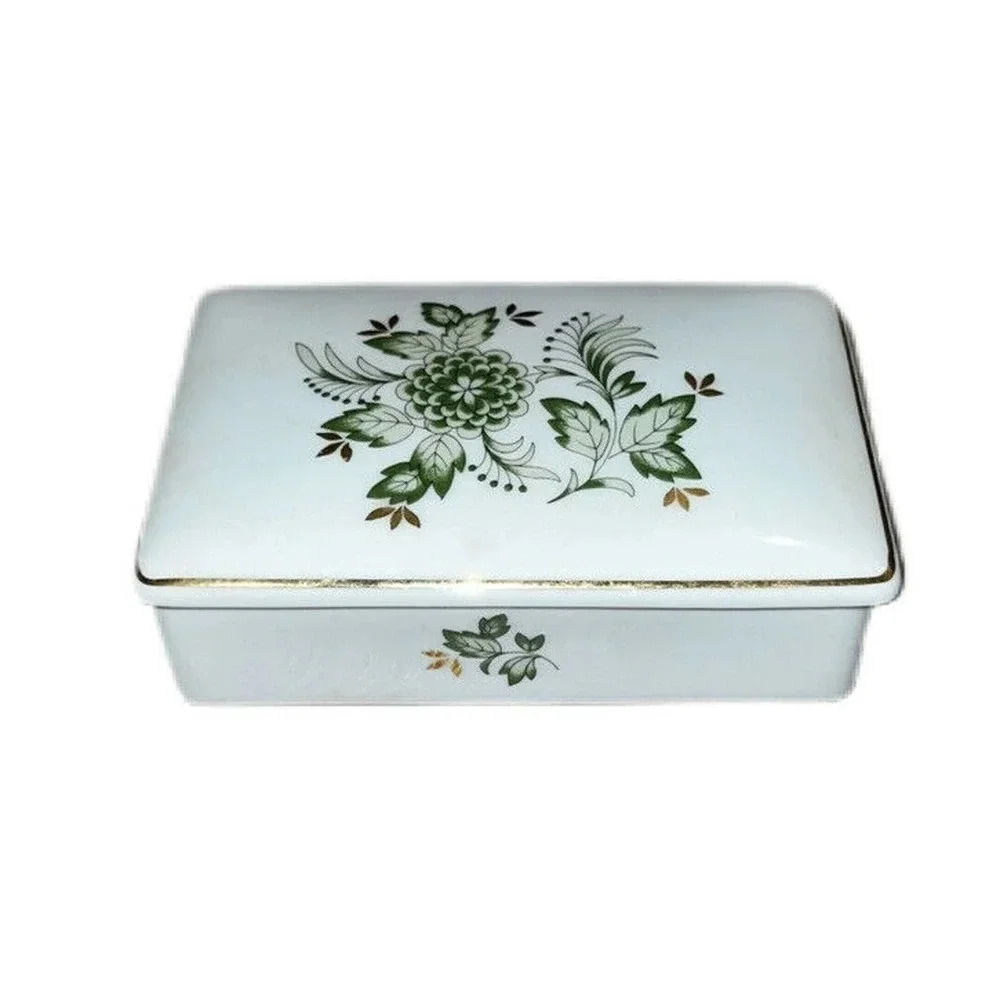VINTAGE TRINKET BOX BY HOLLOHAZA HUNGARY PORCELAIN